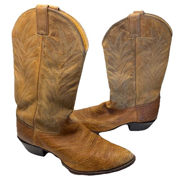 Justin Boots Calf Skin Style # 2012 Cowboy Ranch Boots Men’s 11.5 D Embroidered main image 9